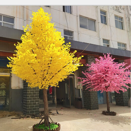 Hua e flow large simulated ginkgo tree simulated tree wedding restaurant hotel interior decoration golden wishing tree props tree fake tree (extended shape) 2 meters high and extended by 1.5 meters