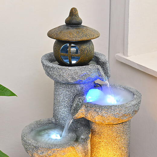 奈源庭院花园假山流水喷泉摆件循环水落地中式田园玄关阳台养鱼池造景 6627【40*42*73】