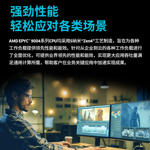 AMD EPYC (Xiaolong) dual-channel 9754/9654 industrial simulation computing DeepSeek localization deployment/CPU rendering scientific computing finite element analysis tower server Dual-channel 9224 2.5G 48 core 96 threads Including 128G memory 2T solid-state RTX