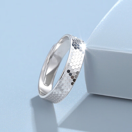 TTMIX platinum PT950 sparkling honeycomb platinum ring ring for men and women, adjustable ring, single 5.3-5.5g