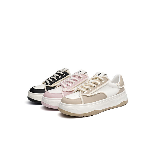 Rote Dragonfly Dicke Sohle Brettschuhe Frauen neue Kontrastfarbe Retro Sports Schuhe Strick College Löste Schuhe WTB13579 Aprikosenfarbe 37 37