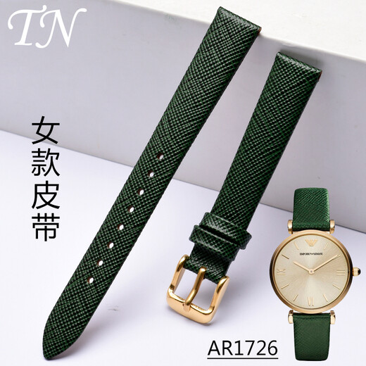 天牛代用阿玛尼手表带AR1722 AR1726 AR11149 AR11150男女表链墨绿色 女款AR-11150墨绿色-玫金针扣 14mm