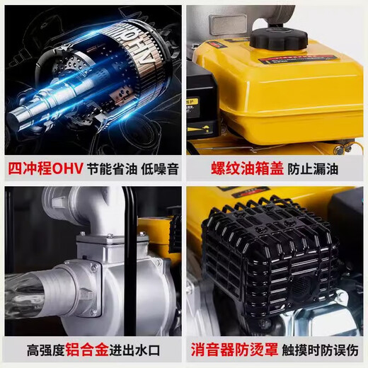 Deli Deli four-stroke gasoline engine water pump hand-started pump for agricultural field irrigation self-priming pump firefighting fishery copper 5100W55 cubic h3 inch 30 meter pipe