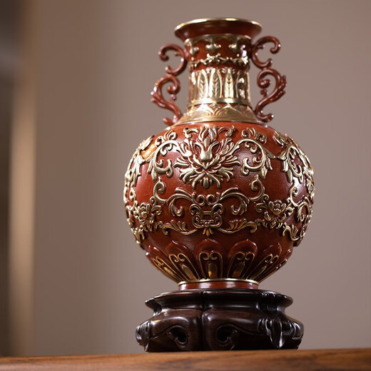 Zhu Bingren, Copper, Fuqing Lianmian Copper Vase, Flowerware, Flower Shop, Crafts, Living Room Entrance Study Ornaments, Home Decoration, Fuqing Lianmian Bottle