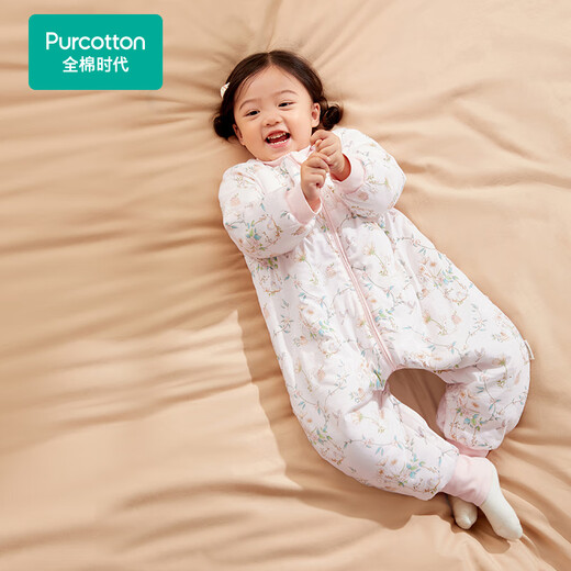 Cotton Era Baby Sleeping Bag Autumn and Winter Thick Pure Cotton Quilted Split Leg Sleeping Bag Pajamas Children's Anti-Kick Quilt Garden Powder 70 45cm