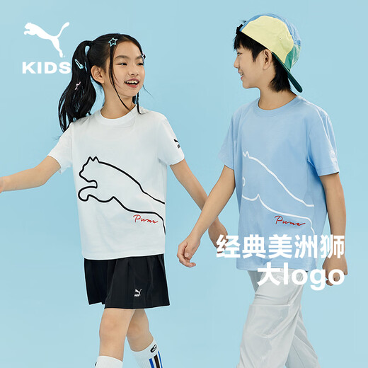 PUMA New Children's Summer Round Neck Printed Short-Sleeved T-Shirt 353224117204 Fantasy Pink 60301 110 cm