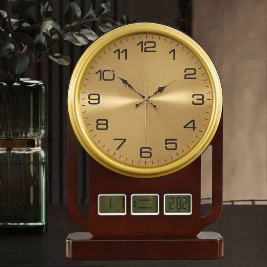 Zhizhen 2025 New Chinese Style Perpetual Calendar Table Clock Desktop Clock Household Clock Desktop Clock Ornament Bedside Clock 278 Metal Dial-Brand Movement