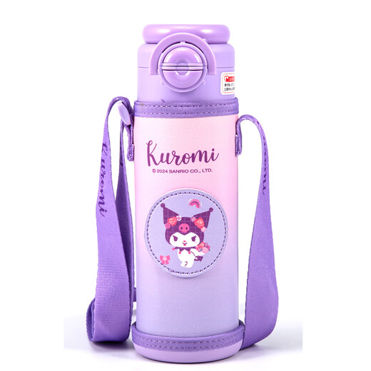 Hellokitty Kitty Children's Direct Drinking Thermal Cup mit Stroh 316 Edelstahl -Lebensmittelqualität Grundschule Leckage Proof Cup 6621 Doppelgetränk coole Reisvolette 500 ml