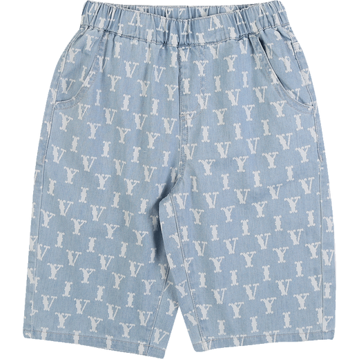 IVY HOUSE Ivy children's clothing for boys and girls, big children's summer new style, fashionable presbyopia denim shirt jacket, five-quarter pants, denim blue five-quarter pants, 150cm