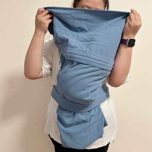 四川传统薄棉背巾前后两用婴儿后背老式背带抱式宝宝外出简易背袋 全棉布深蓝色