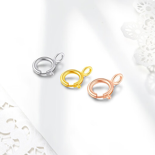 Mengjinyuan 18K gold spring buckle color gold rose gold necklace accessories button DIY matching piece button opening 18K yellow about 4.8mm about 0.08g