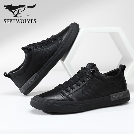 Siete lobos zapatos para hombres nuevos zapatos casuales de cuero genuino zapatos de hombres bajos para hombres zapatos de cuero zapatos de cuero zapatos de cuero negro 42 zapatos de cuero talla