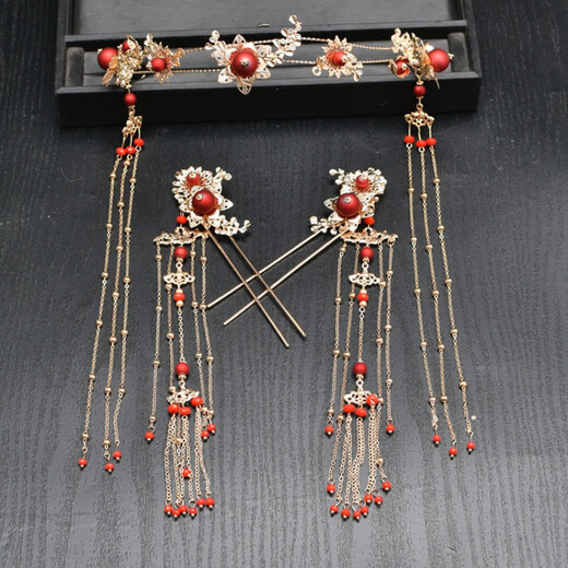 SHANGGE Bride Xiuhe Headdress Chinese Ancient Style Tuanfan Wedding Luxurious Tassel Step Shake Wedding Toast Xiuhe Clothes Tiara Tuanfan