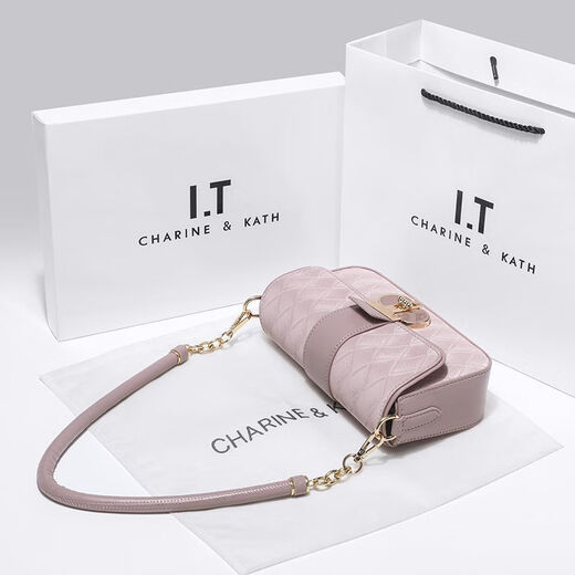 CHARINE&KATH women's peach pink French armpit bag women's niche versatile high-end summer chain crossbody shoulder bag off-white counter gift box