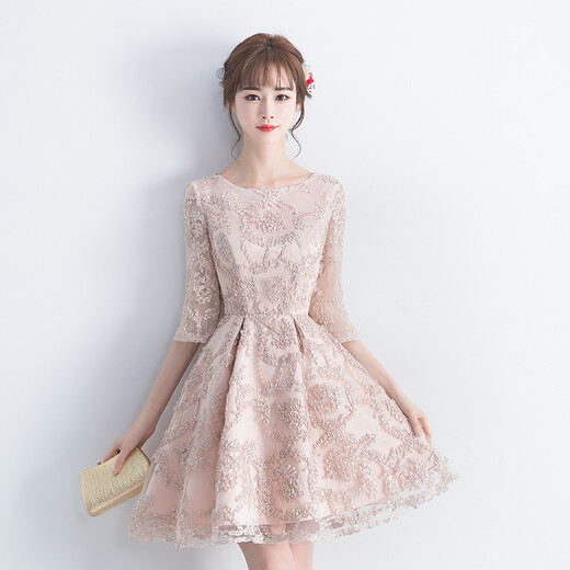 Seidler evening dress for women, banquet style, autumn short style, simple and elegant, noble lady, petite bridesmaid dress, short style XL