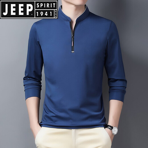 Jeep Spirit Spring и осенняя мужская футболка с длинным рукавом стенд воротника на молнии и осенняя базовая рубашка весна и осенняя ледяная футболка для мужчин осенней одежды Тренди 6623 Top Qing 170