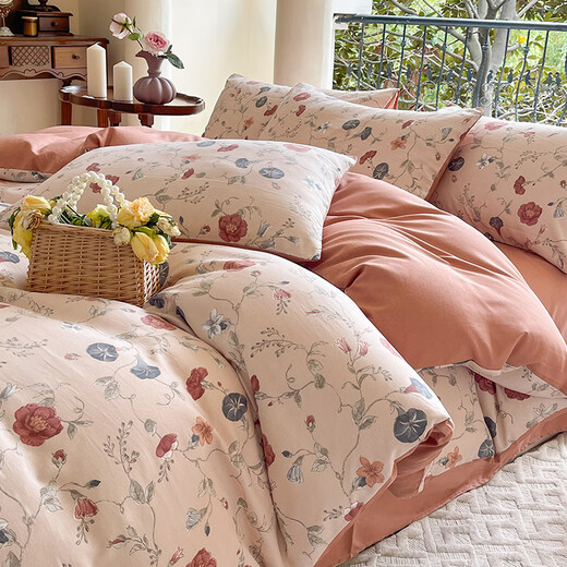 青九紡 庄杰a类双层纱四件套南通床上用品2.0m床单款下单备注颜色款式