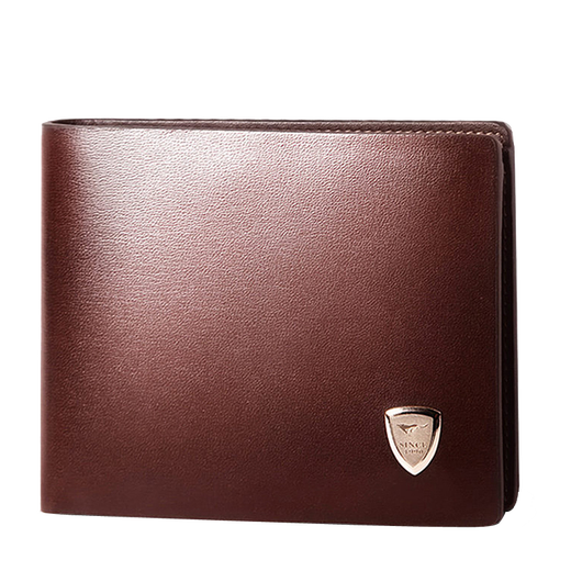 Sept Wolf Men's's Wallet Short Greil en cuir Générat en cuir marque trois fois horizontale et verticale Clip de billette de bouclier simple SLOT MULLIAT MULTH CARD
