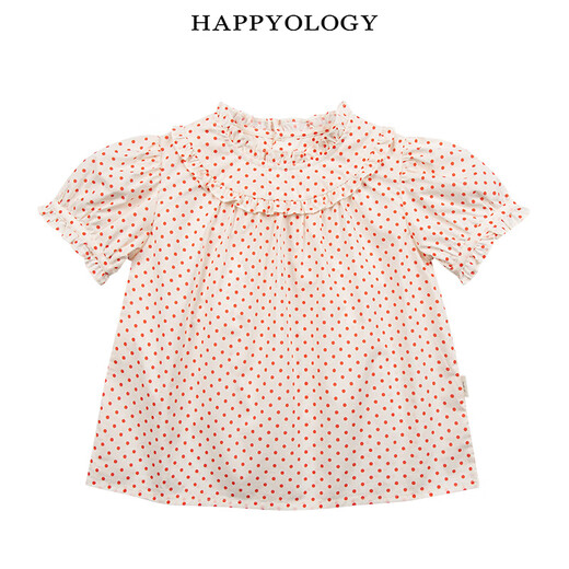 happyology英国女童夏季木耳边泡泡袖高级感衬衫女宝宝纯棉上衣 小野花 104 (104cm)