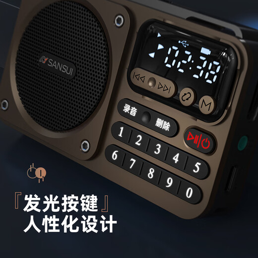 山水（SANSUI）M30老人收音机老年人充电插卡音乐播放器迷你小音箱便携式随身听FM调频广播音响蓝牙音箱 灰色