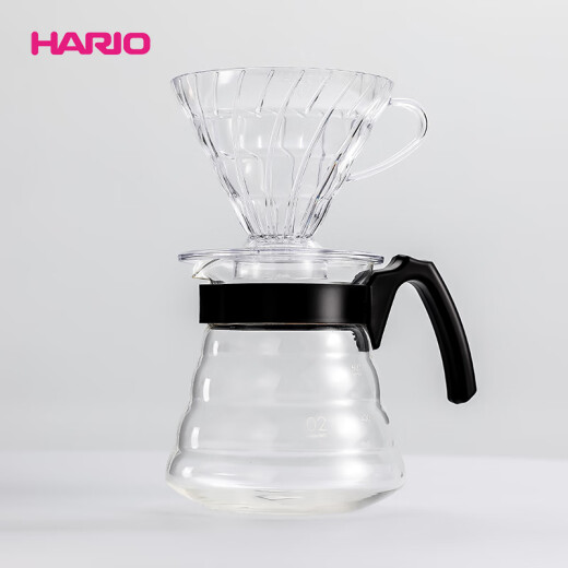 HARIO Japanese imported coffee set heat-resistant glass V60 drip coffee filter cup novice coffee pot set customized white