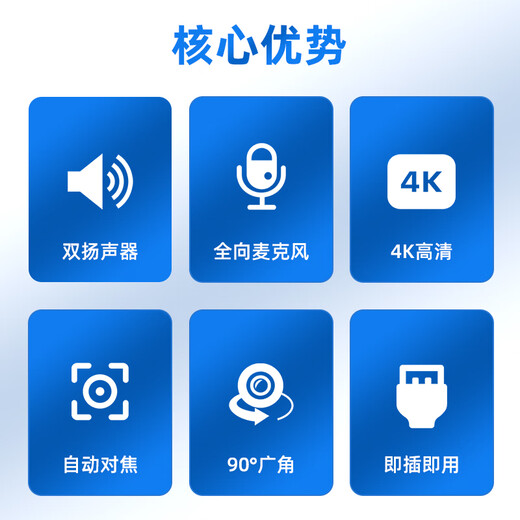 Caméra de vidéoconférence Dr. Hui grand angle haute définition 1080p réseau informatique USB appel vidéo en direct avec microphone haut-parleur audio intégré 4K (avec audio) trois-en-un standard D80 avec petit support de 19CM)