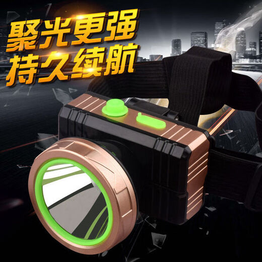 Group wear headlamp LED strong light long-range rechargeable lithium battery outdoor night riding fishing head-mounted miner's lamp upgraded white light lithium battery + two-level dimming A style