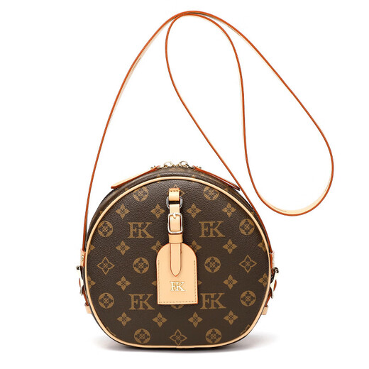 Mospoke Luxury haut de gamme Brand tout nouveau sac pour femmes sac à gâteau rond sac crossbody sac rond petit sac d'épaule sac marron grande taille (cuir supérieur) avec PVC