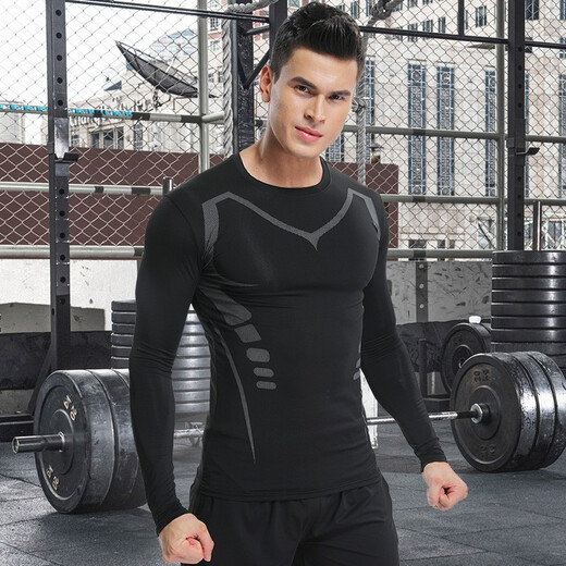 MCKENATEN MK sports tights men's fitness training high-elastic tops vest vest quick-drying basketball training running T-shirt sci-fi long-sleeved L