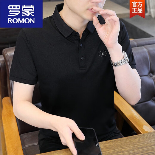Romon kurzärmelige T-Shirt Herren Sommer 2025 Neues lässiges T-Shirt T-Shirt Top Trendy Slim American Polo. Dünnes Hemd 1105 Weiß M 90-110Jin [Jin ist 0,5 kg]