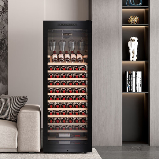 Vinocave red wine cabinet constant temperature compressor air-cooled ultra-thin refrigerator independent white wine grape display cabinet glass storage refrigerator JC-266A constant temperature air-cooled-single temperature model-90 bottles