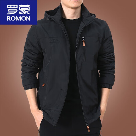 罗蒙（ROMON）男士外套秋冬季加绒夹克男冬装休闲衣服2024新款男上衣中年男装厚 9898卡其可卸帽- 加绒 2XL 185规格165斤左右