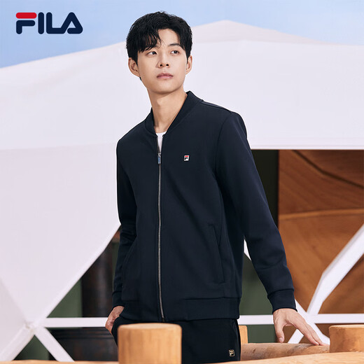 FILA official men's sports jacket 2025 autumn and winter fashionable lining printed basic casual knitted jacket