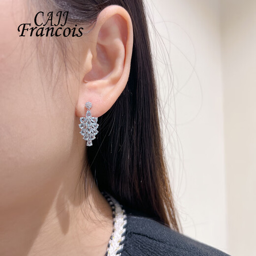 CAJJ Francois Aquamarine Earrings for Women Natural Colorful Jewelry Gemstones 925 Silver Inlaid Aquamarine Earrings