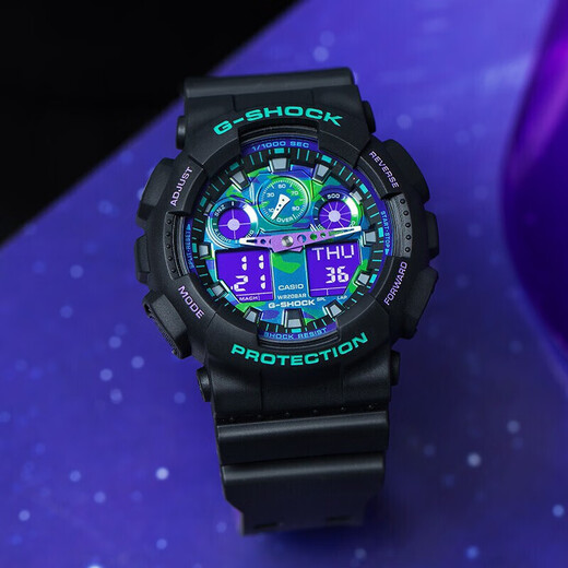 CASIO G-SHOCK Heart of the Ocean Trendy Colorful Sports Dual Display Men's Watch Neon Warrior GA-100BL-1ADR