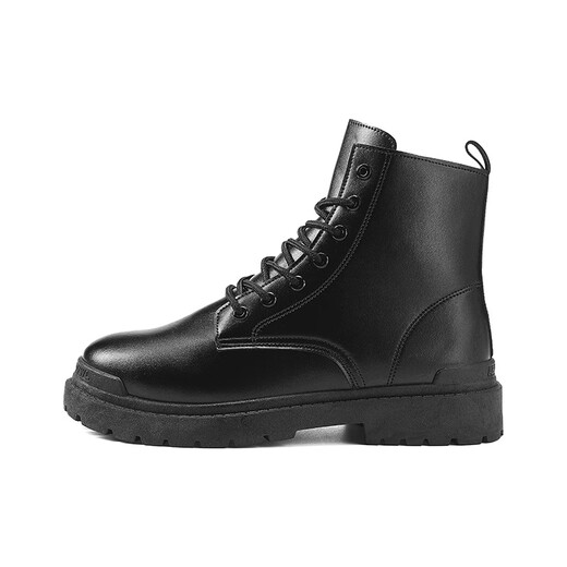 Botas Xier Martin Men Nuevas botas de trabajo de estilo británico de alto contenido Botas de cuero retro de moda Botas de motocicleta de suela gruesa Men Negro 40
