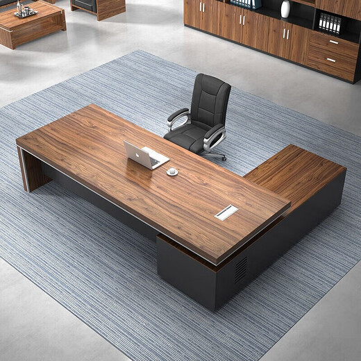 Mu Zhexi Boss Desk Desk President Desk Manager Desk Boss Desk and Chair Combination Manager Room Modern Simple Teak Color Left Side Cabinet 1.6 Meter Boss Desk