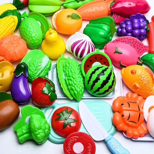 
Meibosen Children's Simulation Cut Fruit Toy Cut LeChe Pizza Vegetable Steamer Boy and Girls Play House Cut Look Set High-version 48-piece Set + Pizza + Storage Basket