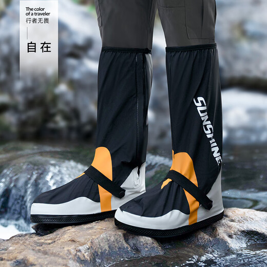 Zhengyu Cubrezapatos para la Lluvia, Cubrezapatos Impermeables e Impermeables, Antideslizantes, Resistentes al Desgaste, Zapatos de Suela Gruesa para Hombres y Mujeres, Ciclismo, Senderismo, Botas de Lluvia al Aire Libre, Negro, Gratis, Cabeza Alta 42 cm, Tallas XL 43-45, Entrega el Mismo día