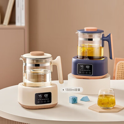 ZEMKON German constant temperature kettle health kettle electric kettle kettle tea maker office glass kettle body flower teapot warm milk milk regulator stew kettle 1.3L blue (304 stainless steel) 1.3L