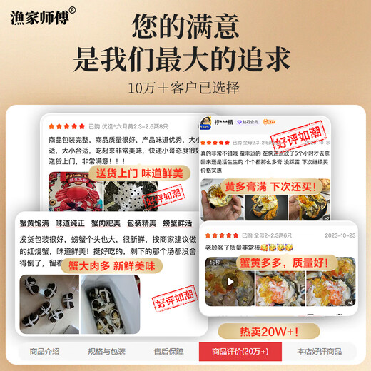 Live Crab Fisherman's Master Hairy Crab Whole Female 3.0-3.3 Liang 8 Pieces Full Weight Fresh Crabs with Rope Removed in Stock Fresh Aquatic Seafood Gift Box