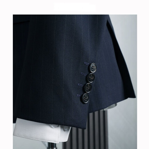 Walker Shop Groom's Suit Men's Striped Double-Breasted Suit British Retro Business Casual Formal Wedding Dress Suit Black Three-piece Suit XL