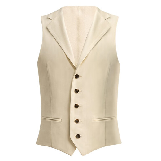 
CULTUM worsted Australian wool single row suit collar free iron banquet wedding business suit vest men formal wear horse clip antique white S (52A)