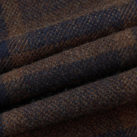Dongbolini Herbst und Winter warme Manteljacke Pure Wolle blau braune karierte Wolle Mantel Braune M M (170)