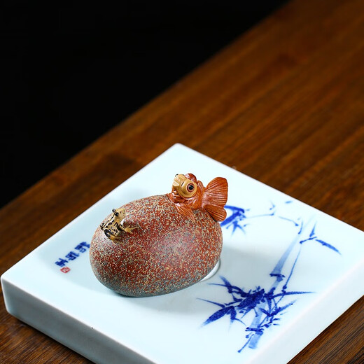 Xishanyuan Yixing original mineral purple mud good luck tea pet ornaments fully handmade household tea ceremony tea table kungfu tea set accessories good luck head