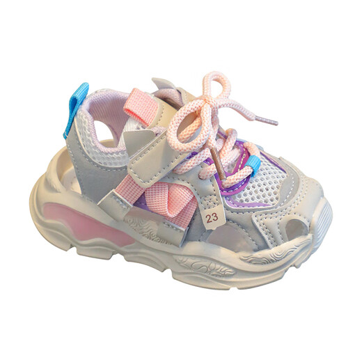 Ziwuqian's new baby sports sandals, summer girls' net shoes, soft soles for 1-3-year-old infants and toddlers, pink, size 21/inner length 13.5CM