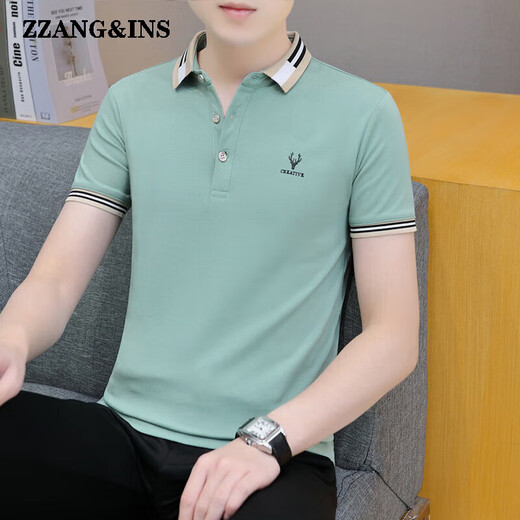zzang&ins轻奢高端品牌短袖POLO衫男士夏季新款翻领休闲商务宽松 t恤衣服潮 681黑色 XL （建议130-140斤）