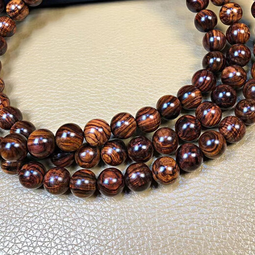 Fanxin Pavilion Authentic Hainan Huanghuali Bracelet Purple Avocado Tiger Skin Pattern Old Material Grimace Eyes Mountain Benminglong Birthday Gift Hainan Huanghuali 10mm*108 pieces