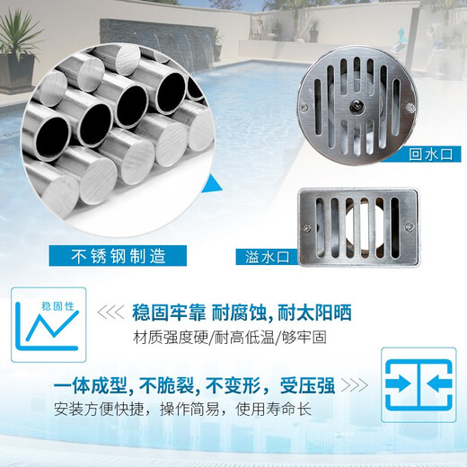 JENLER swimming pool water inlet and outlet water supply outlet water overflow SP1424 bath accessories adjustable water outlet stainless steel sp-1424 1.5-inch water outlet cover
