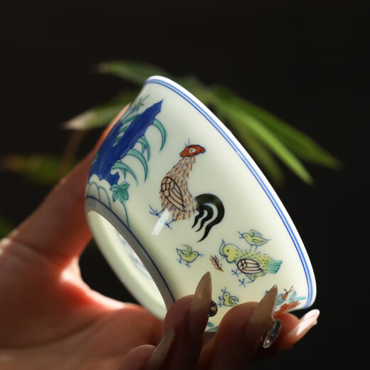 Qingcai high imitation 280 million Daming Chenghua Doucai Chicken Cup Master Cup Hand-painted Ceramic Retro Play Handmade Kung Fu Tea Cup Purely Handmade Doucai Chicken Cup Single Cup